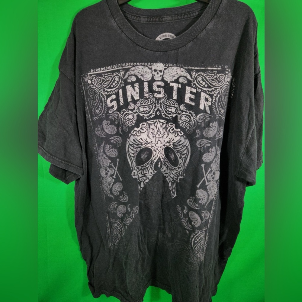 Official Sinister Brand T-shirt Mens Size XL Black Big Skull Graphic
